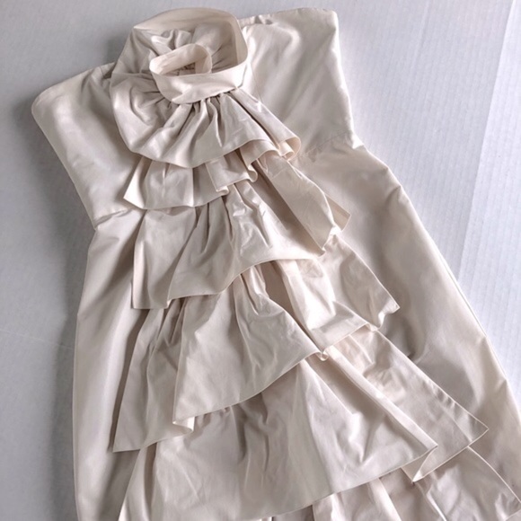 BCBGMaxazria Ruffled Sheath Mini Dress in Corozo - Picture 3 of 8